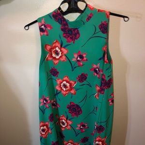 Mini floral green dress